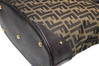 Fendi Handbag Zucca Pattern Canvas Leather Brown Gold — view 7