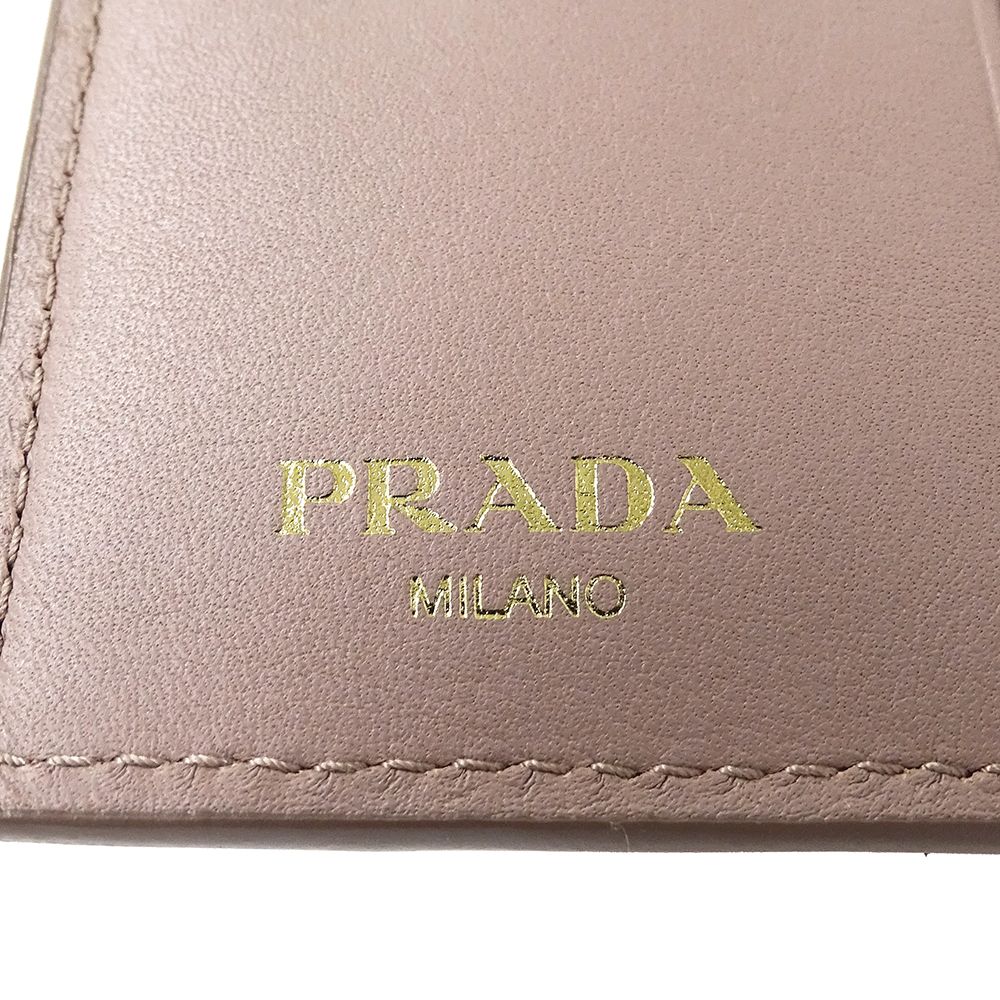 Prada Wallet Bifold Leather Pink Beige Mini — view 5