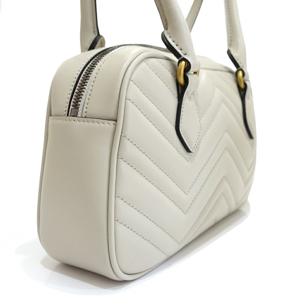 Gucci GG Marmont Small Tote Leather Gray Gold — view 2