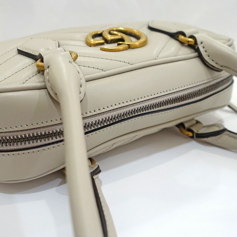 Gucci GG Marmont Small Tote Leather Gray Gold — view 3