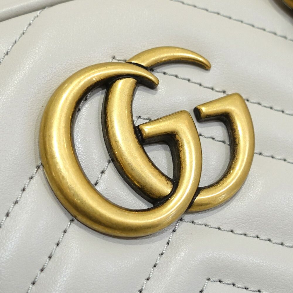 Gucci GG Marmont Small Tote Leather Gray Gold — view 7