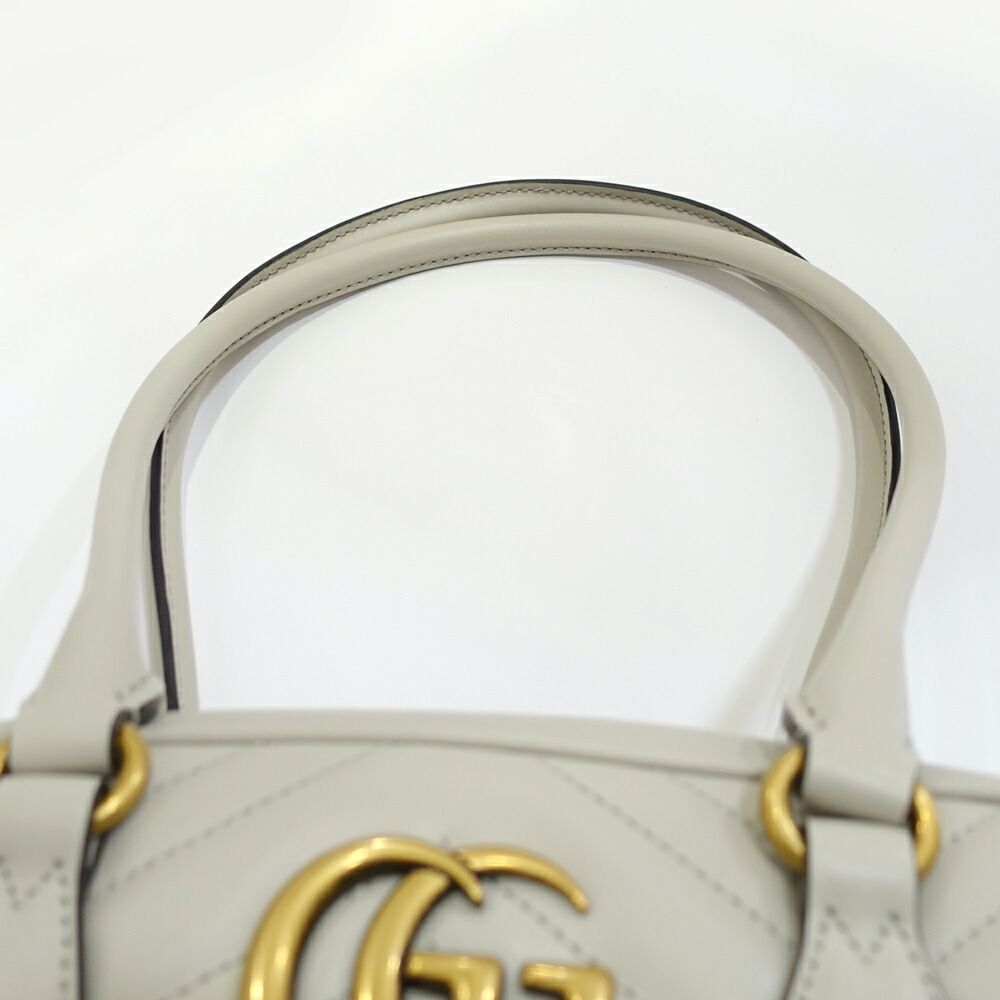 Gucci GG Marmont Small Tote Leather Gray Gold — view 8