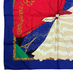 Hermes Scarf Carre 90 Silk Souvenirs de Paris Memories of Blue Red — view 5