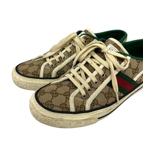 Gucci Sneakers Sherry Line Canvas GG Pattern Low Cut 7 Beige Green Red — view 8