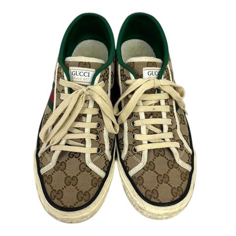 Gucci Sneakers Sherry Line Canvas GG Pattern Low Cut 7 Beige Green Red — view 2