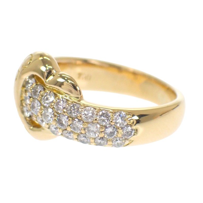 Celine Logo Half Pave Rin 18K Yellow Gold Diamond