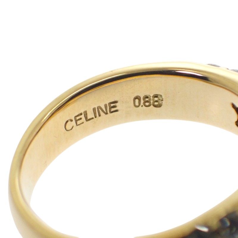 Celine Logo Half Pave Rin 18K Yellow Gold Diamond — view 6