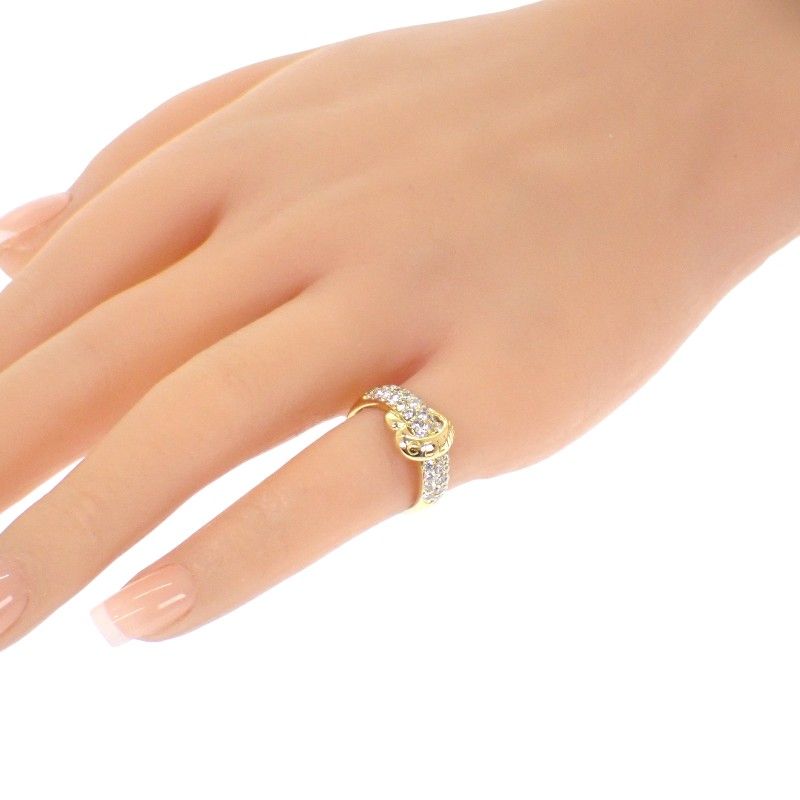 Celine Logo Half Pave Rin 18K Yellow Gold Diamond