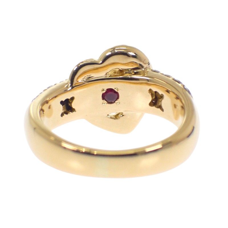 Celine Logo Half Pave Rin 18K Yellow Gold Diamond