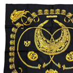 Hermes Carre 90 les Cavaliers D'Or Golden Knight Scarf Silk Gold Black — view 3