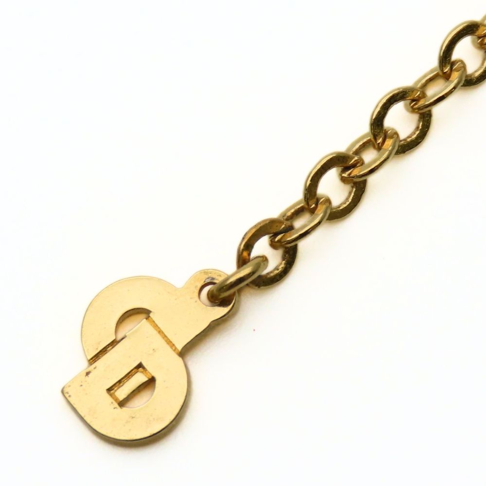 Dior Christian Necklace CD Logo Metal Rhinestone Gold — view 8