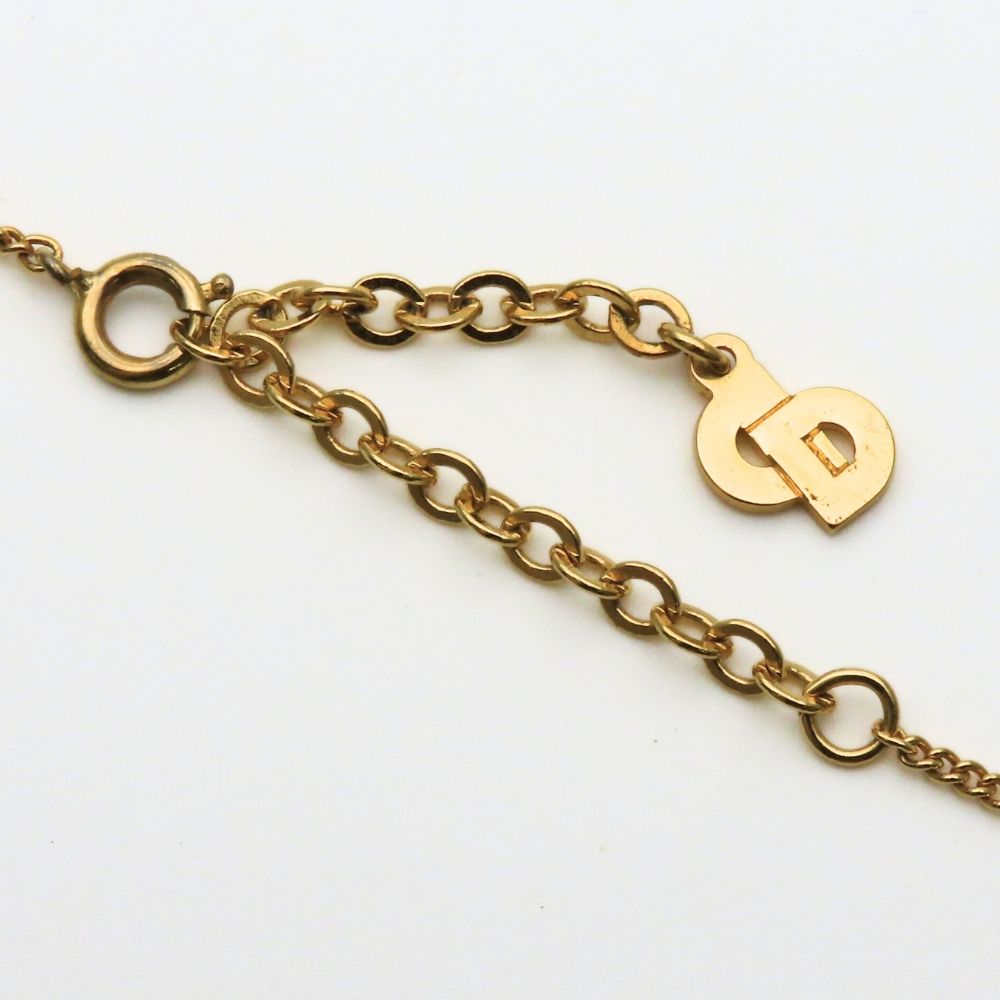 Dior Christian Necklace CD Logo Metal Rhinestone Gold — view 6