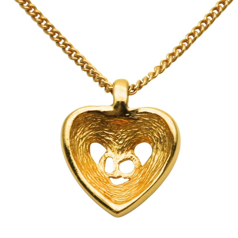 Dior Christian Necklace CD Logo Metal Rhinestone Gold — view 2
