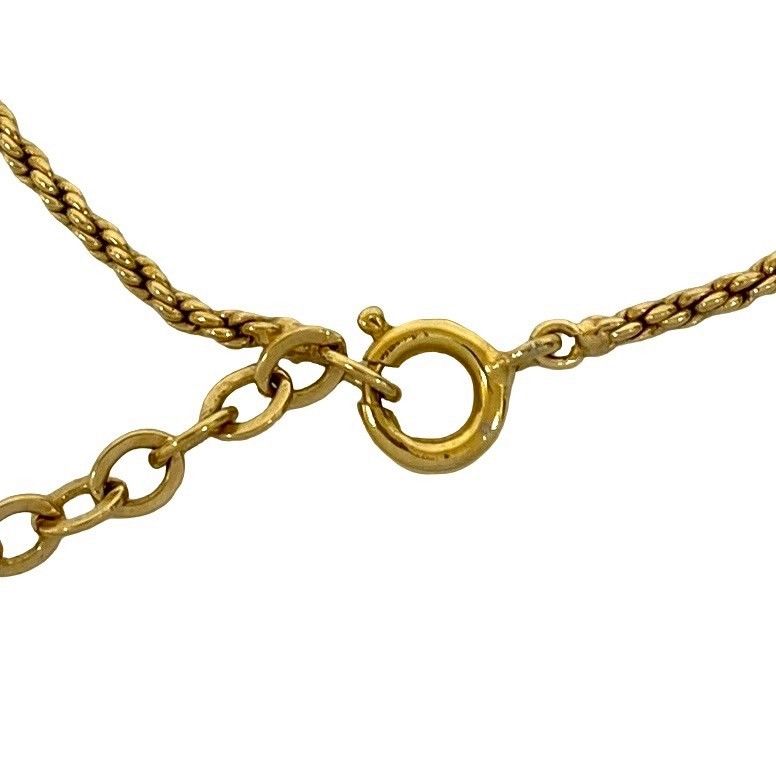 Dior Christian Logo Heart Motif Rhinestone Chain Necklace Pendant Gold — view 3