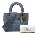 Dior Cannage Lady D-lite 2-Way Shoulder Bag Blue Canvas — view 7