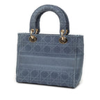 Dior Cannage Lady D-lite 2-Way Shoulder Bag Blue Canvas — view 2
