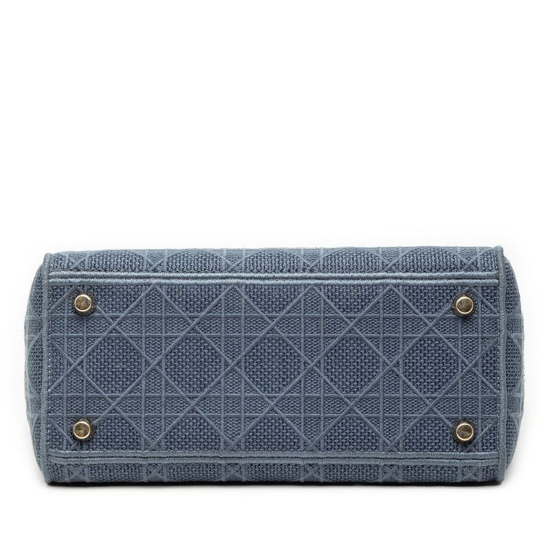 Dior Cannage Lady D-lite 2-Way Shoulder Bag Blue Canvas — view 3