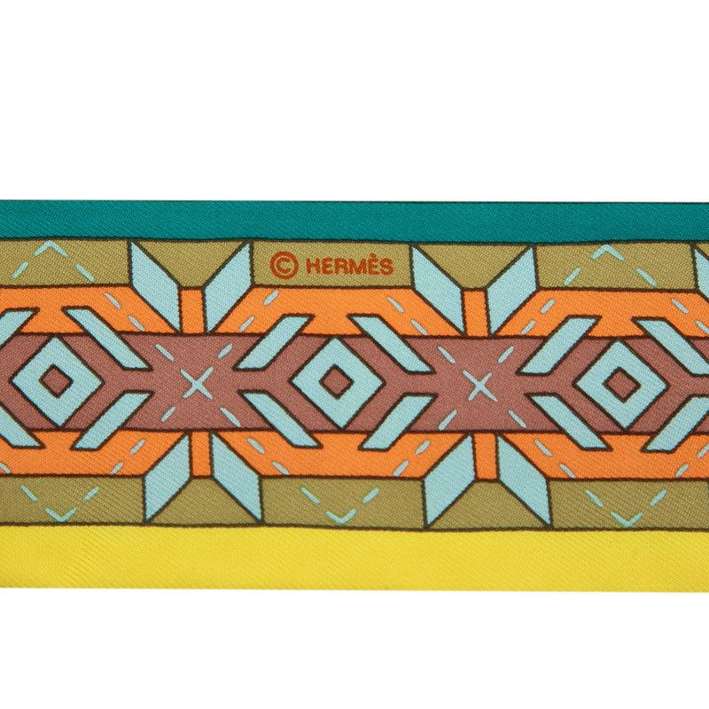 Hermes Twilly Balles du Mexique Mexico Mexican Dance Yellow Green — view 3