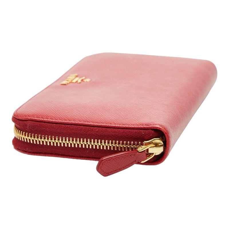 Prada Zip Around Wallet Red Saffiano Leather — view 5