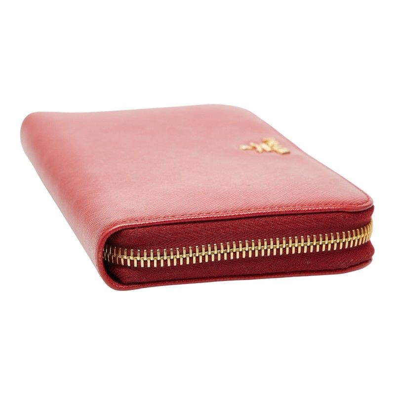 Prada Zip Around Wallet Red Saffiano Leather — view 4