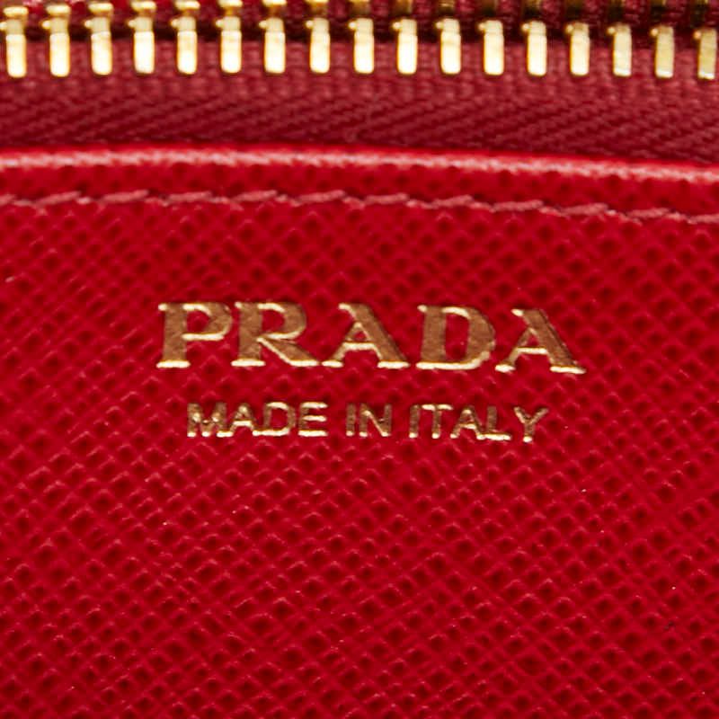 Prada Zip Around Wallet Red Saffiano Leather — view 8