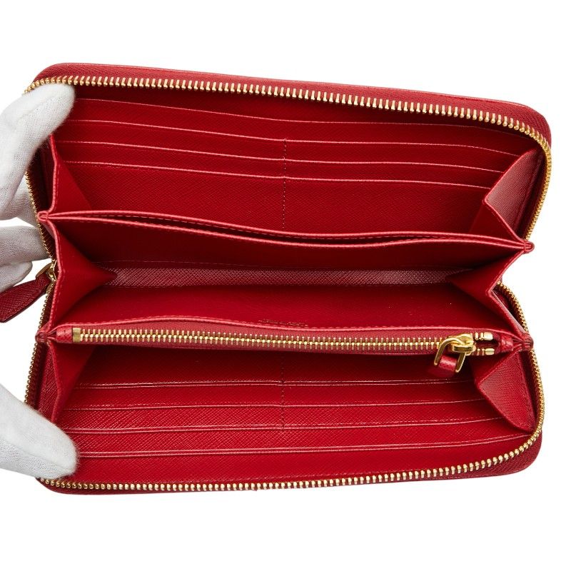 Prada Zip Around Wallet Red Saffiano Leather — view 7
