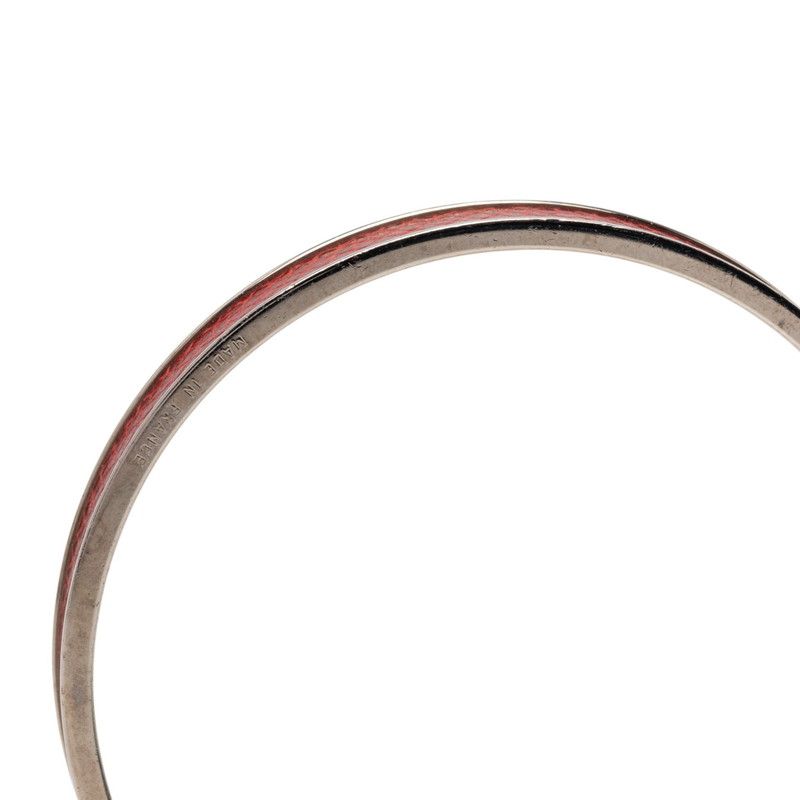 Hermes Kelly Bangle Cadena Motif Silver Red Metal Leather — view 5