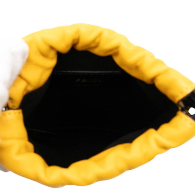 Fendi Logo Phone Pouch Yellow Leather — view 4