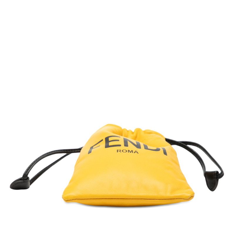 Fendi Logo Phone Pouch Yellow Leather — view 3