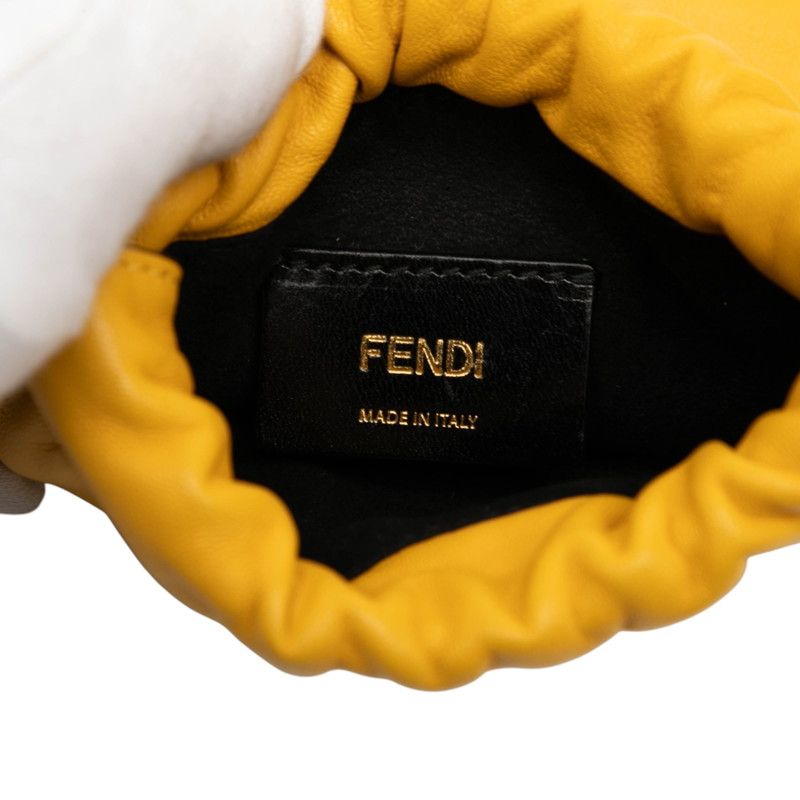 Fendi Logo Phone Pouch Yellow Leather — view 5