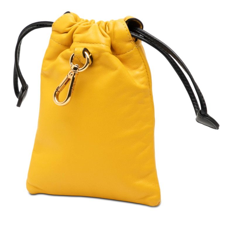 Fendi Logo Phone Pouch Yellow Leather — view 2
