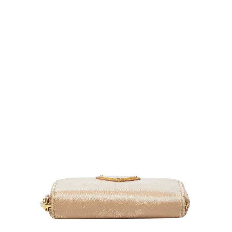 Prada Coin Case Card Purse Beige Saffiano — view 3
