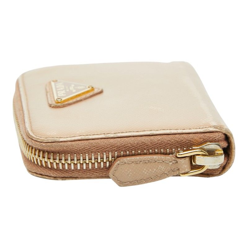 Prada Coin Case Card Purse Beige Saffiano — view 5