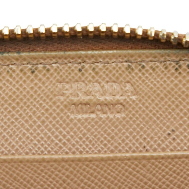 Prada Coin Case Card Purse Beige Saffiano — view 7