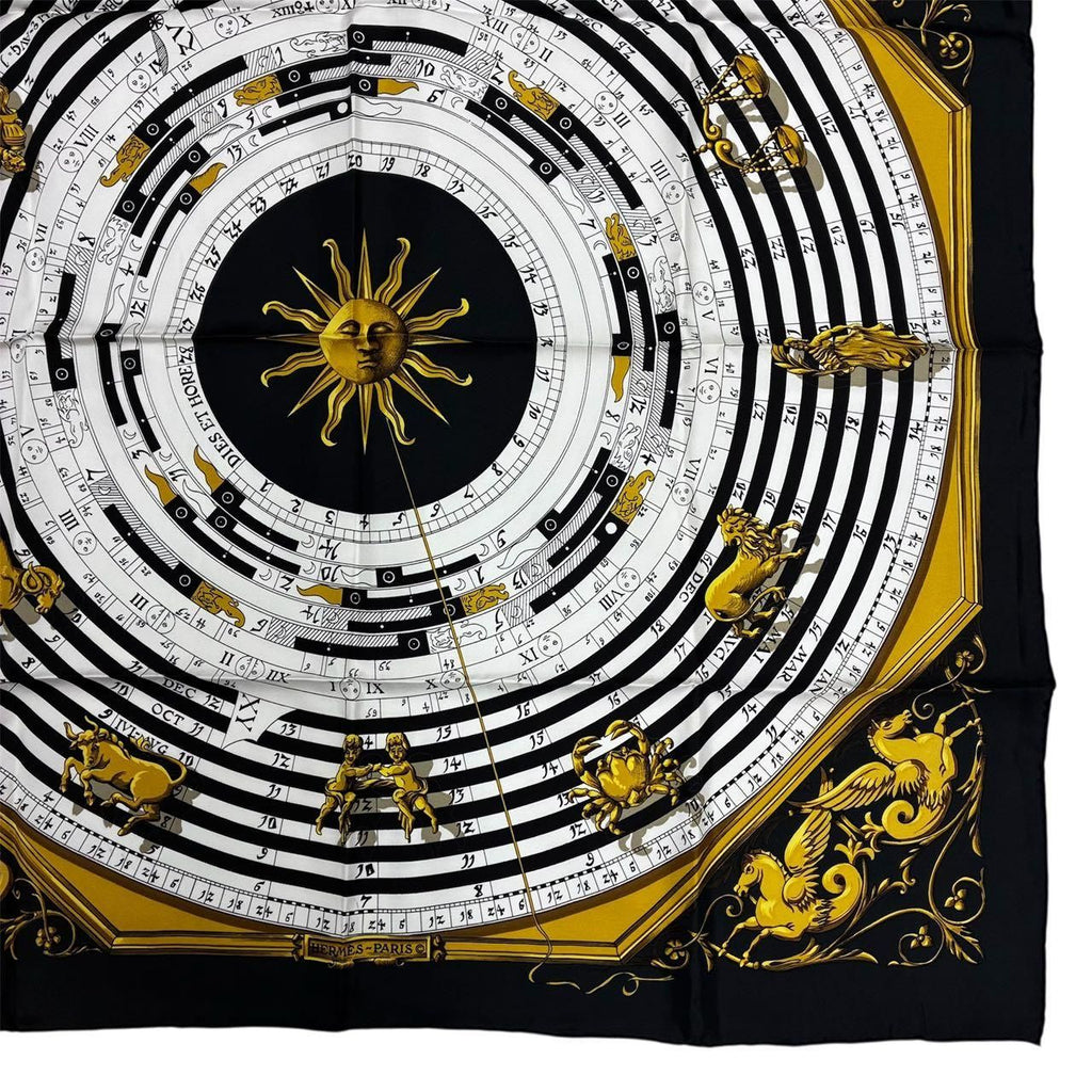 Hermes Carre 90 Dies ET Hore Astrology Silk Scarf Black Gold — view 4