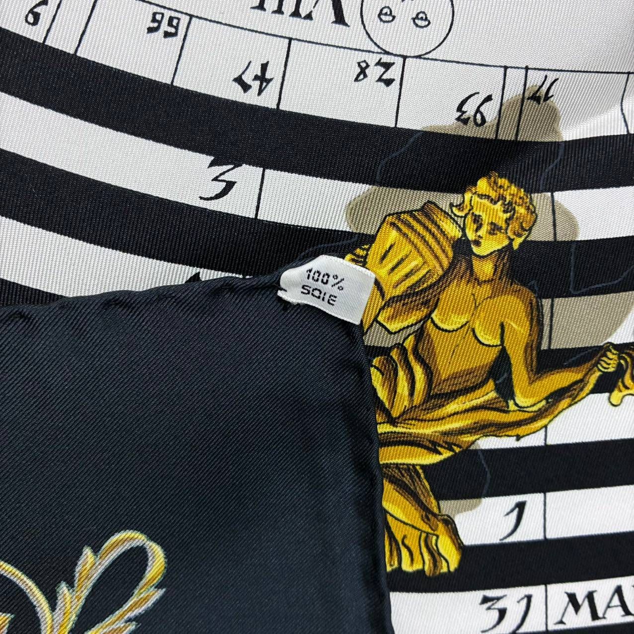 Hermes Carre 90 Dies ET Hore Astrology Silk Scarf Black Gold — view 8