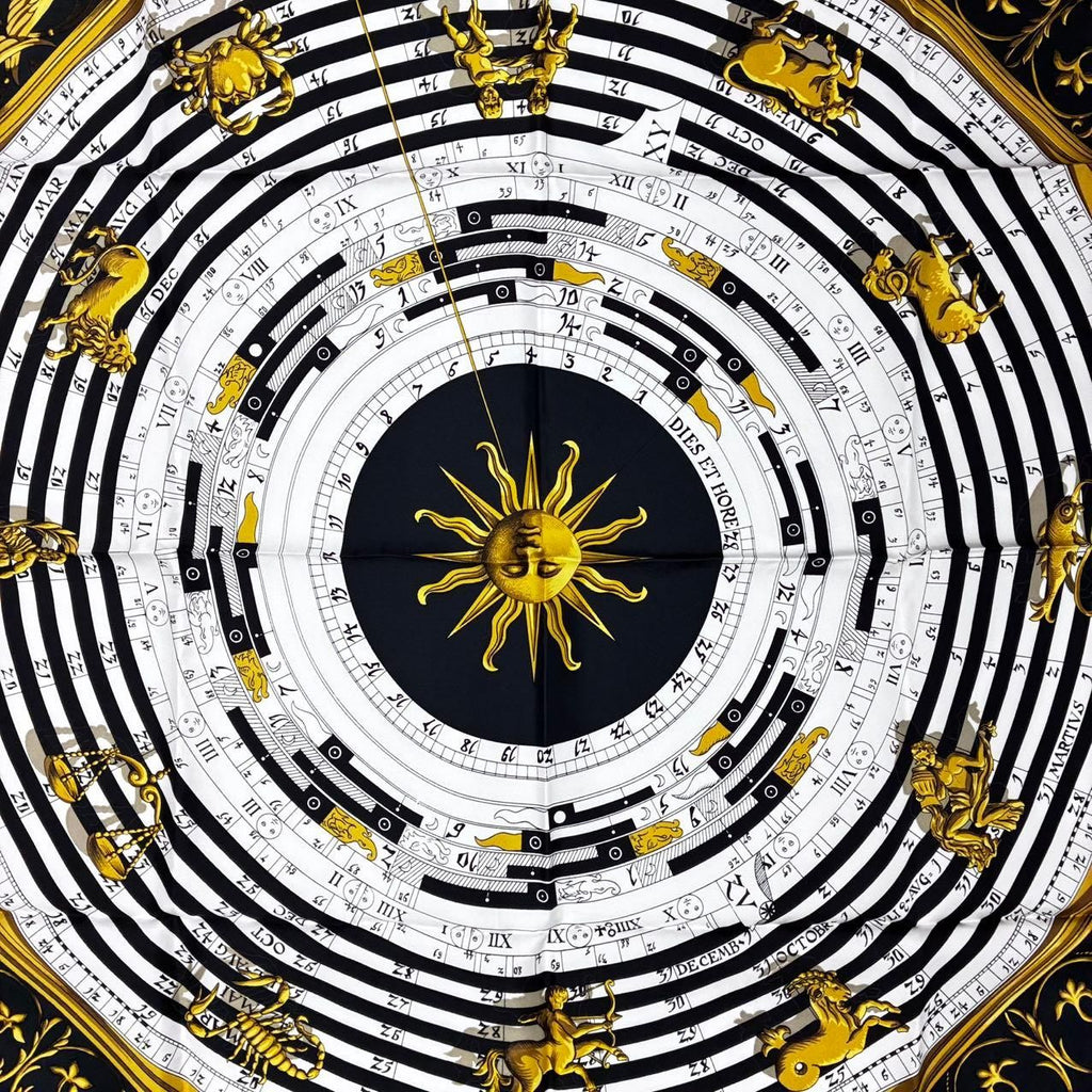 Hermes Carre 90 Dies ET Hore Astrology Silk Scarf Black Gold — view 6