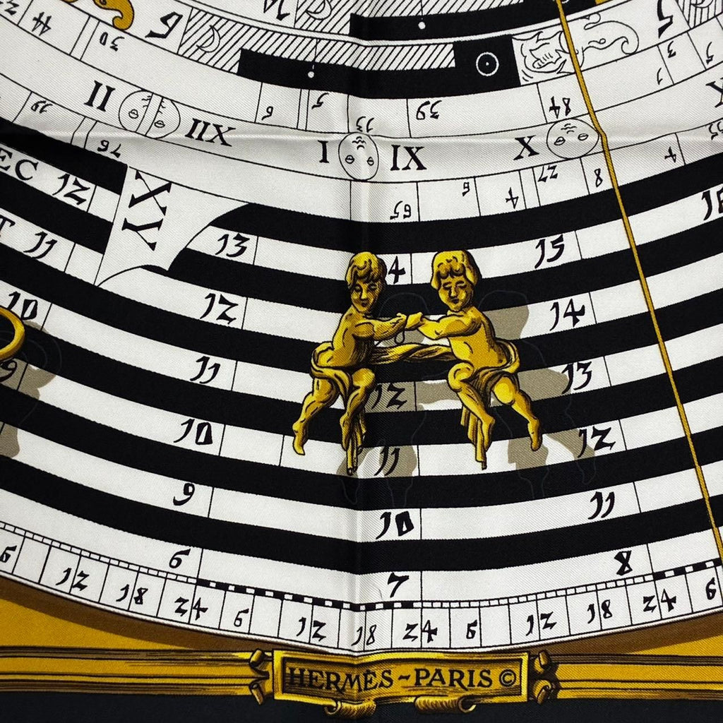 Hermes Carre 90 Dies ET Hore Astrology Silk Scarf Black Gold — view 7