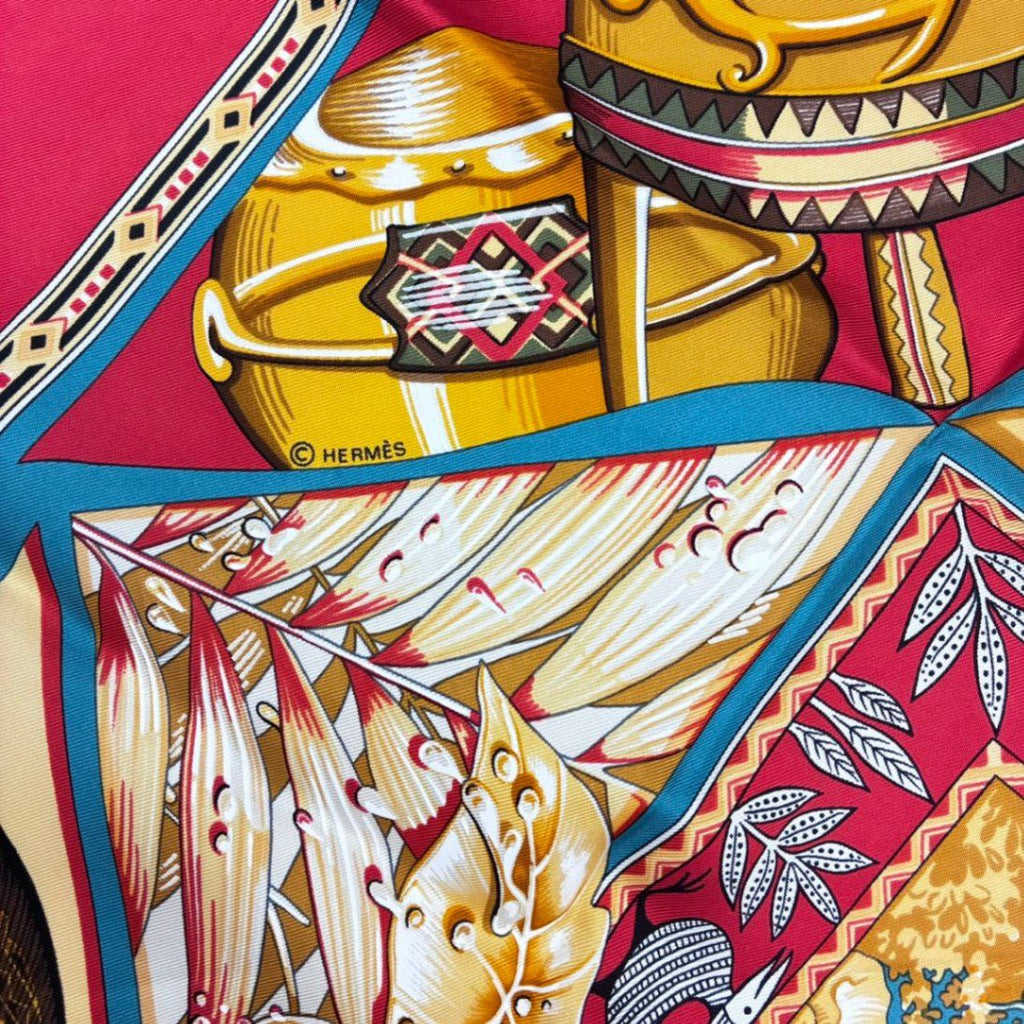 Hermes Scarf Carre 90 Au Son du Tam Silk Red — view 6