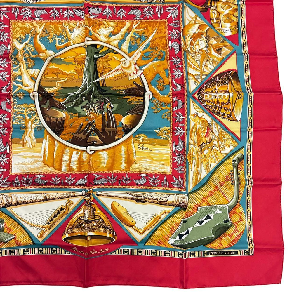 Hermes Scarf Carre 90 Au Son du Tam Silk Red — view 4