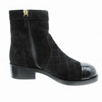 Chanel Suede CC Logo Turnlock Quilted Boots Shoes — view 2