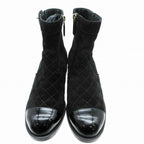 Chanel Suede CC Logo Turnlock Quilted Boots Shoes — view 4