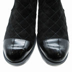 Chanel Suede CC Logo Turnlock Quilted Boots Shoes — view 7