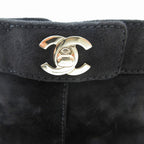 Chanel Suede CC Logo Turnlock Quilted Boots Shoes — view 6