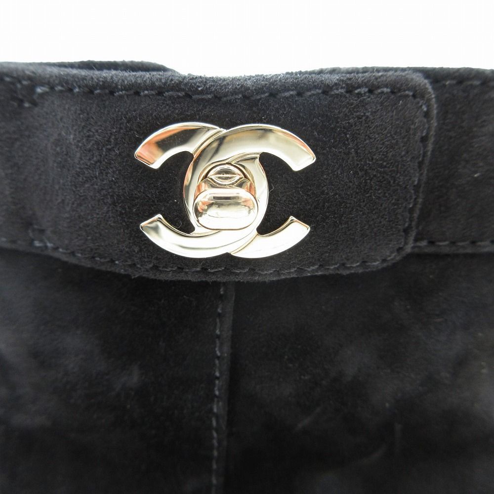 Chanel Suede CC Logo Turnlock Quilted Boots Shoes — view 6
