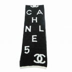Chanel CC Logo Muffler Cashmere Wool Black Ivory 30 Scarf — view 2