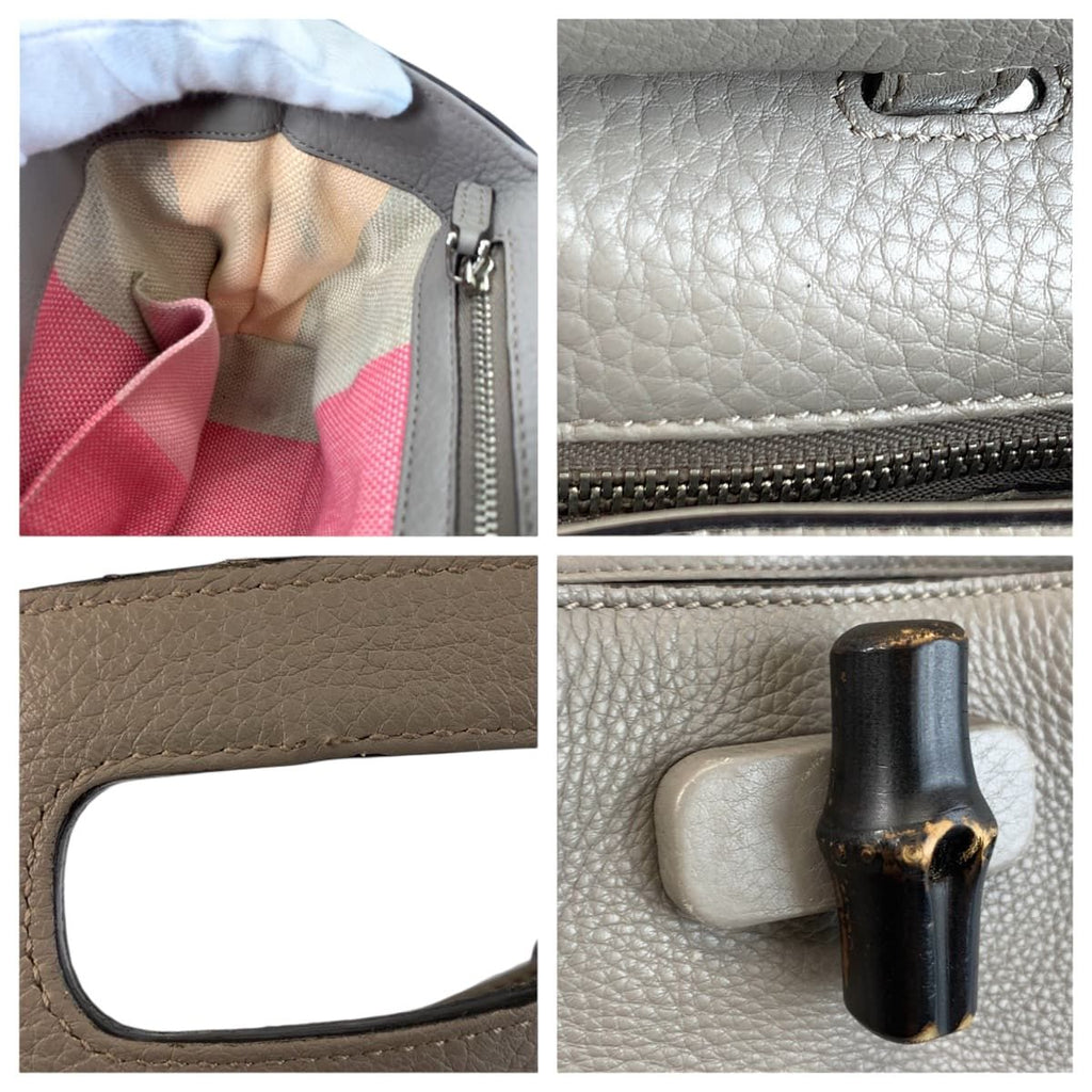 Gucci Bamboo Daily Gray Silver Leather Shoulder Bag — view 5