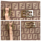 Fendi Zucca Pattern Pink Salmon Gold Canvas Leather Tote — view 5