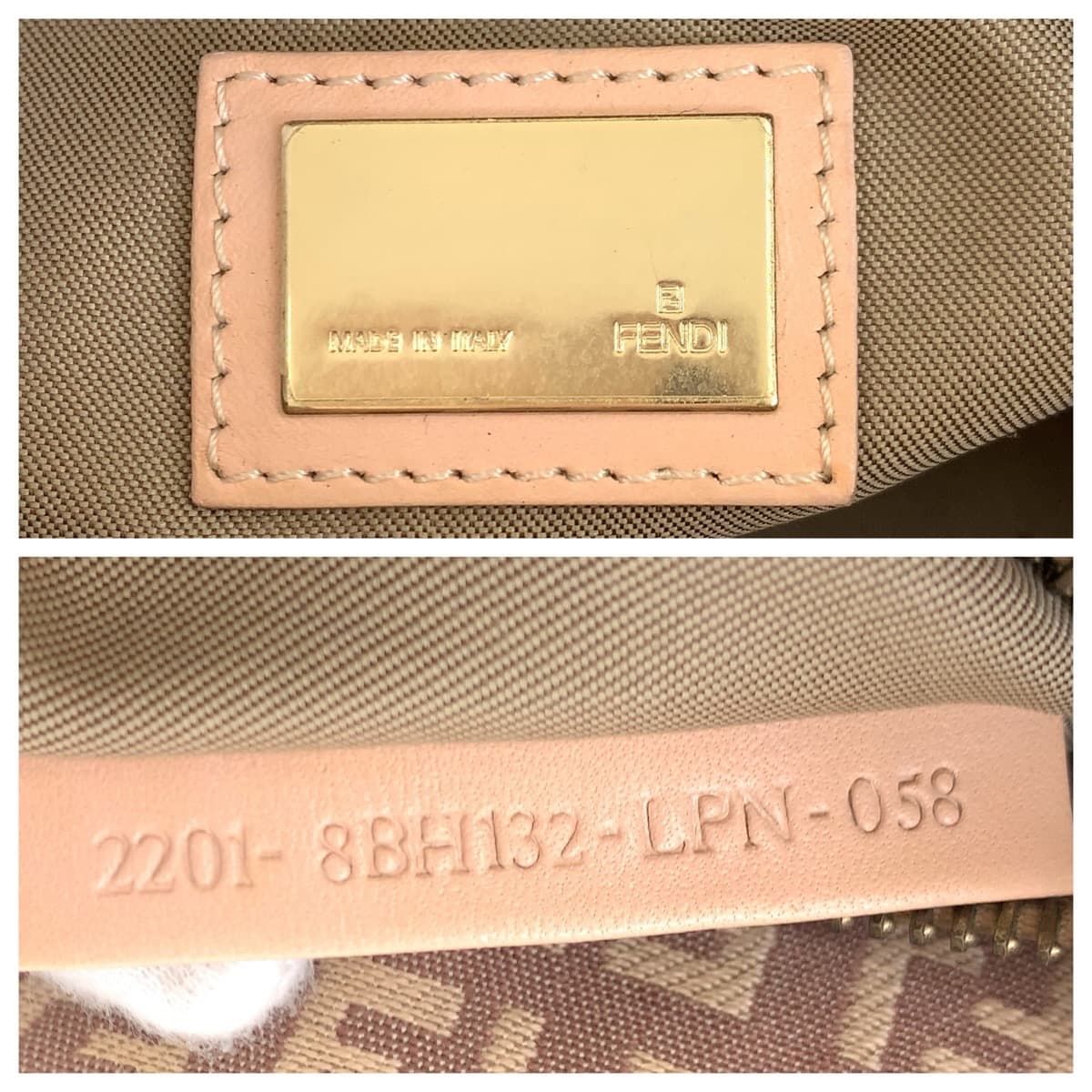Fendi Zucca Pattern Pink Salmon Gold Canvas Leather Tote — view 4