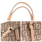 Fendi Zucca Pattern Pink Salmon Gold Canvas Leather Tote — view 6